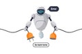 Website page not found. Wrong URL address error 404. Broken robot character keeps socket off. Site crash on technical Royalty Free Stock Photo