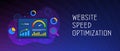 Website Page Speed Optimization concept. Laptop with high values point accelerometer. Web site Loading Time image for