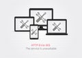 Website 503 page unavailable creative concept with electronic devices