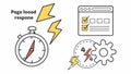 Website performance optimization icons page load speed and efficiency symbols Generative AI