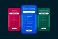 Website pricing table comparison chart template design