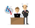 Vector of a businessman or employee get unsuccessful work, watch