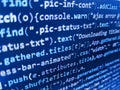 Website programming code. Javascript abstract computer script, random. Software developer programming code on computer. Programmer Royalty Free Stock Photo