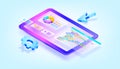 Website programming and coding. Web development and coding. 3D Gradient Isometric Illustrations. Suitable for ui, ux, web, mobile Royalty Free Stock Photo