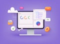 Website programming and coding. Web development and coding. 3D Vector Illustrations Royalty Free Stock Photo