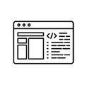 Website programming icon with coding, design and development