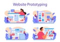 Website prototyping set. Web page modeling, interface development
