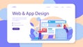 Website prototyping web banner or landing page. Web page modeling
