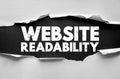 WEBSITE READABILITY typography torn paper style. Concept for design clarity, text layout, and user experience on online pages Royalty Free Stock Photo