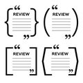 Website review quote citation blank template. Website review icon. Quote comment template. Quote bubble. Shop customer revi