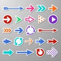 Website right arrow stickers. Directional arrows signs. Progress arrow vector symbols Royalty Free Stock Photo