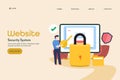 Website security, online data protection, customer privacy, safety, lock and man with key, password protection, internet concept, Royalty Free Stock Photo