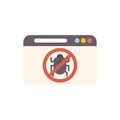 Website security showing antivirus software blocking bug