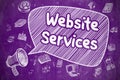 Website Services - Doodle Illustration on Purple Chalkboard.