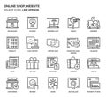 Website shop, square icon set