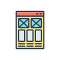 Color illustration icon for website sketching, draw and graphic