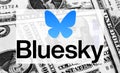 Bluesky social network logo Royalty Free Stock Photo