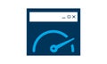 Website speed loading time vector icon isolated, web browser with speedometer test showing fast good page loading time illustratio Royalty Free Stock Photo