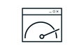 Website speed loading time vector icon isolated, web browser with speedometer test showing fast good page loading time Royalty Free Stock Photo