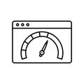 Website speed meter icon with browser and internet speed speedometer