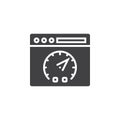 Website speed test symbol. Webpage and dashboard icon vector, filled flat sign, solid pictogram isolated on white, logo