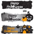 Website spooky header with Halloween pumpkin and spider