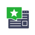 Website with star colored icon. User feedback, approving article in the Internet symbol