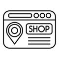 Website store locator icon outline vector. Shop online