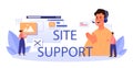 Website technical support typographic header. Idea of web page diagnostic