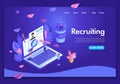 Website template design. Isometric concept Recruiting. Job agency human resources creative find experience Royalty Free Stock Photo