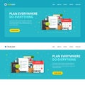 Website template design to do or check list service vector illustration, flat cartoon web site landing page with Royalty Free Stock Photo