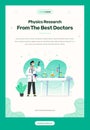 flyer Template, with doctor illustration in a laboratory, with table, chemical liquid, plants Royalty Free Stock Photo