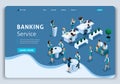 Website Template Landing page Isometric concept banking service, customer service. Easy to edit and customize Royalty Free Stock Photo