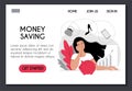 Website template for online banking deposits savings account. Concept of saving increasing money investing ensuring prosperous Royalty Free Stock Photo