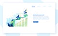 Website template with people, office workers, managers or clerks climbing on ascending graph or trend. Business goal Royalty Free Stock Photo
