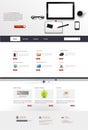 Website Template Vector Design with realistic still life illustration, tablet, coffee, notebook. Royalty Free Stock Photo