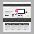 Website Template Vector Design with realistic still life illustration, tablet, coffee, notebook. Royalty Free Stock Photo