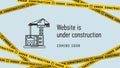 Website in under construction banner flat. Web page building process. Modern vector illustration. Royalty Free Stock Photo