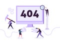 Website Under Construction. 404 Page Maintenance with Characters Workers in Uniform Repairing Network Problem. Web Page