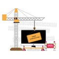 Website under construction technical difficulties flat illustration,Website Under Construction Page Banner Royalty Free Stock Photo