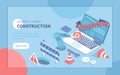 Website Under Construction. Updates changes and fixing on the site. Maintenance page or 404 error. Isometric vector illustration