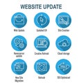 Website Update Icon Set with seo update, site creation, and name server update