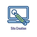 Website Update Icon - with thin line outline imagery