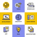 Website, user interface and mobile apps development icons Royalty Free Stock Photo