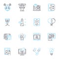 Website visitors linear icons set. Traffic, Engagement, Bounce, Clicks, Conversion, Retention, Interaction line vector
