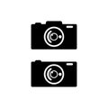 Black and white pack of digital mirrorless camera. Vector illustration or cliaprt. Royalty Free Stock Photo