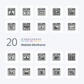 20 Website Wireframe Line icon Pack like web internet website design web Royalty Free Stock Photo