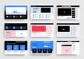 Website wireframe. Web landing page templates. Blank interfaces types set of multimedia players and online photography