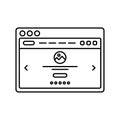 Website wireframe in window lined icon. Landing page line icon. Web page user interface in browser window. Isolated Royalty Free Stock Photo