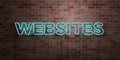 WEBSITES - fluorescent Neon tube Sign on brickwork - Front view - 3D rendered royalty free stock picture Royalty Free Stock Photo